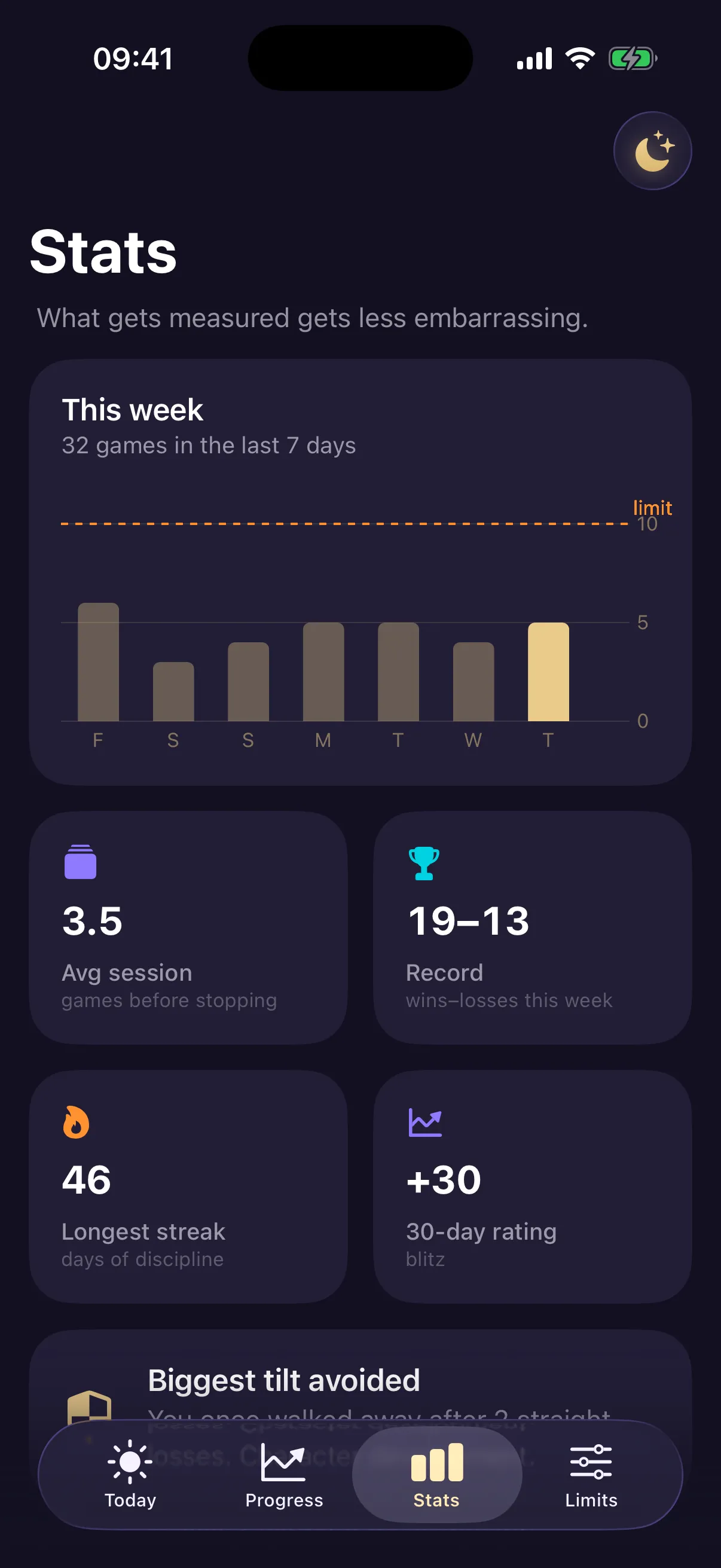 ChessTilt Stats screen